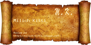 Milich Kitti névjegykártya